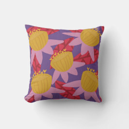 Tropical jaune rouge violet moderne joli coussin