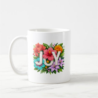 Tropical JOY - Florale Sommer-Hibiskus-Typografie Kaffeetasse