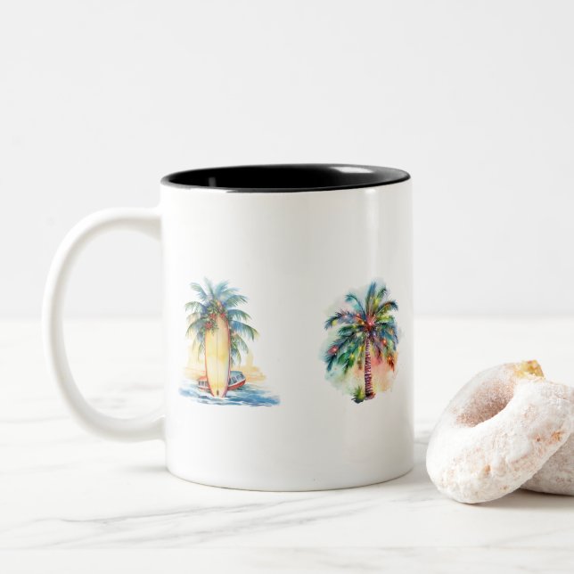 Tropical Joy Zweifarbige Tasse (Mit Donut)