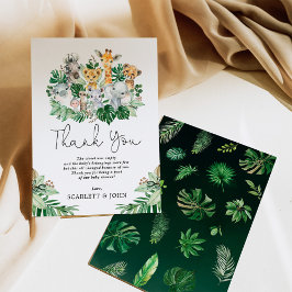 Tropical Jungle Animals Safari Party Babydusche Dankeskarte