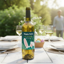 Tropical Jungle Easter Bunny Custom Wine Label