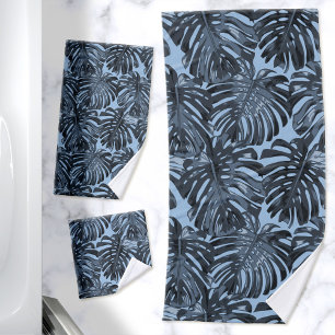 Tropical Jungle Feuilles Bleu foncé Moderne