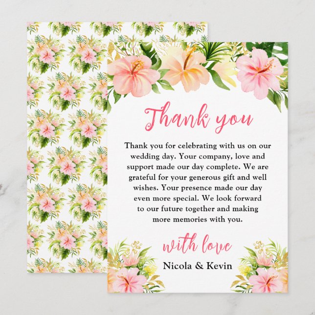 Tropical Jungle Floral Wedding Dankeskarte (Vorne/Hinten)