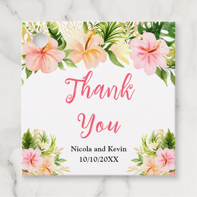 Tropical Jungle Floral Wedding Geschenkanhänger (Vorderseite)