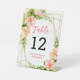 Tropical Jungle Floral Wedding Table Number Sockelschild