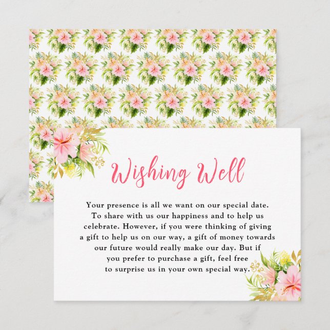 Tropical Jungle Floral Wedding Wishing Well Begleitkarte (Vorne/Hinten)