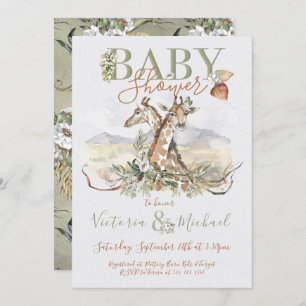 Tropical Jungle Giraffe Bébé invitations douche