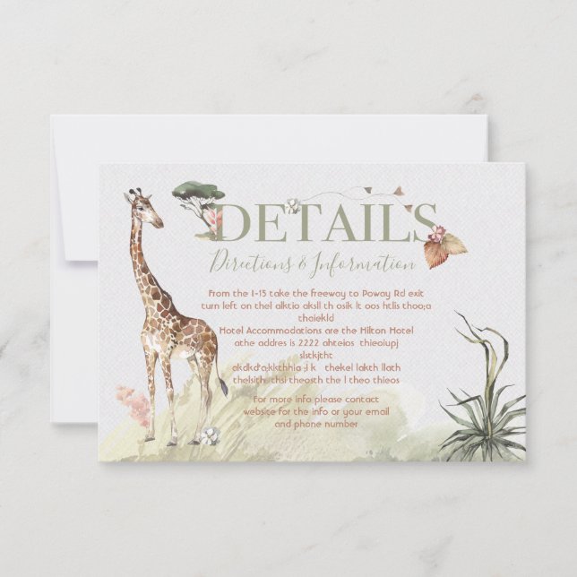 Tropical Jungle Mariage Détails et carte d'informa (Devant)