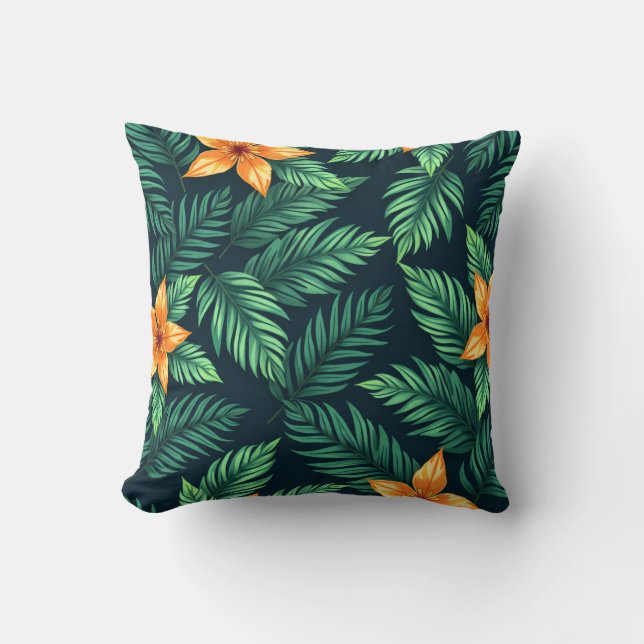Tropical Jungle Pattern – Lush Exotic Botanical  Kissen (Vorderseite)