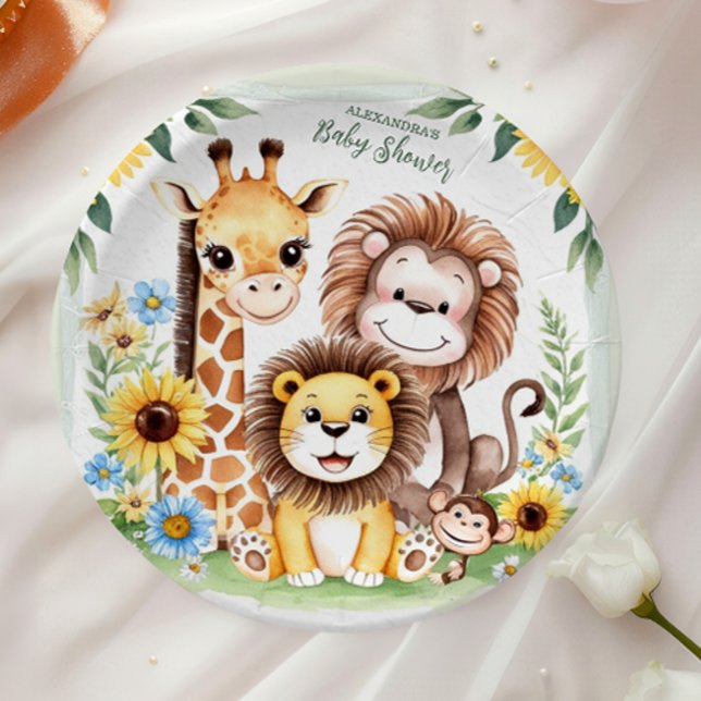 Tropical Jungle Safari Animals Baby Dusche Pappteller (Von Creator hochgeladen)