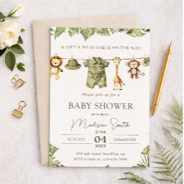 Tropical Jungle Safari Animals Boy Baby Shower Einladung