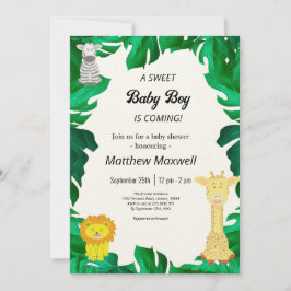 Tropical Jungle Safari Boy Baby Dusche Inv Einladung