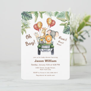 Tropical Jungle Safari Junge Baby Shower Einladung