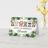 Tropical Jungle Safari Tiere Happy Birthday Card