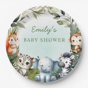 Tropical Jungle Safari Tierwelt Babydusche Pappteller
