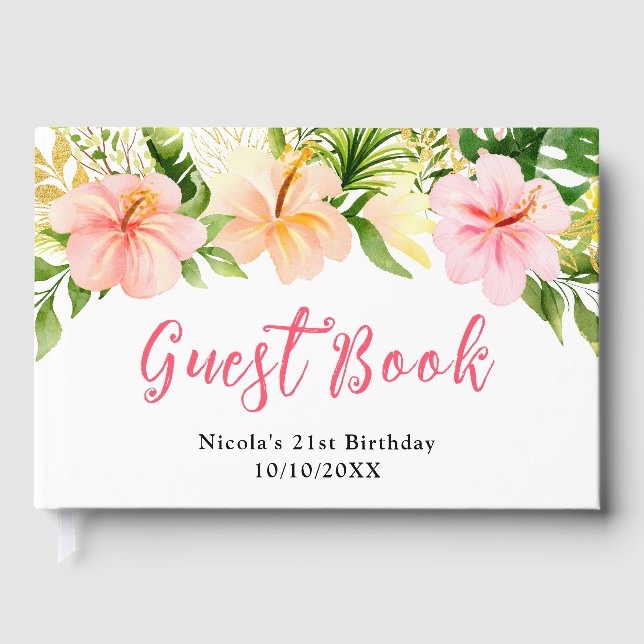 Tropical Jungle with Foliage Birthday Gästebuch (Vorderseite)