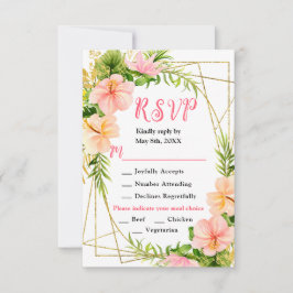 Tropical Jungle with Foliage Wedding RSVP Karte