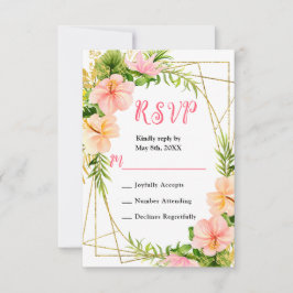 Tropical Jungle with Foliage Wedding RSVP Karte