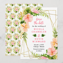 Tropical Jungle with Foliage Wedding Save The Date