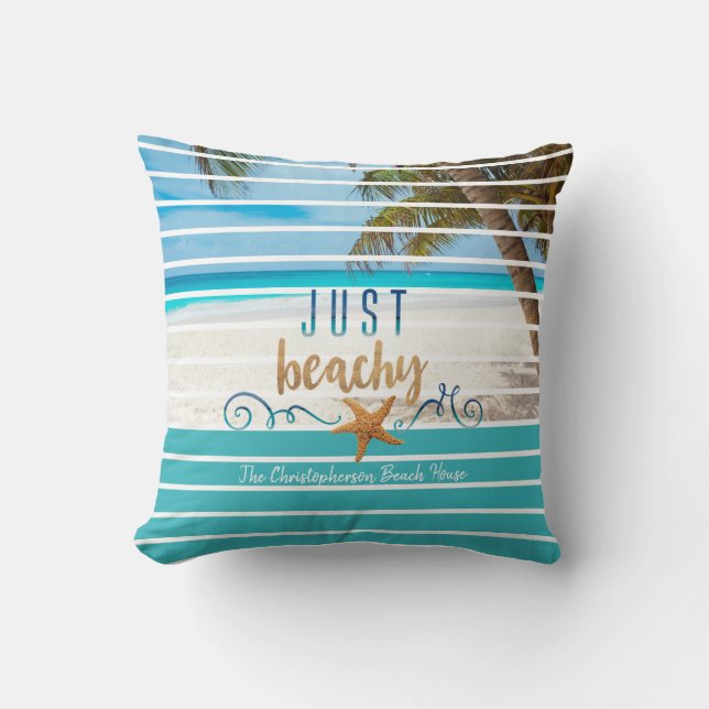 Tropical JUST BEACHY Beach Zwei Tone Personalisier Kissen (Vorderseite)