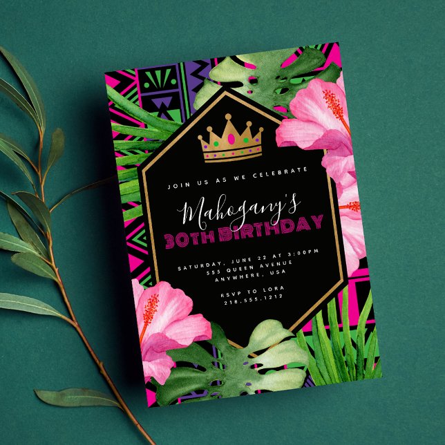 Tropical Kente African Queen Einladung zum Geburts (Von Creator hochgeladen)