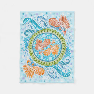 Tropical Koi Mandala Fleecedecke