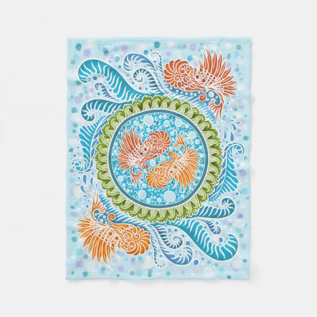 Tropical Koi Mandala Fleecedecke (Vorderseite)