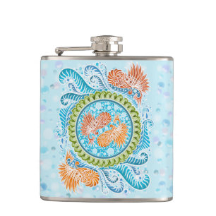 Tropical Koi Mandala   Vibranly Ocean Zen Art Flachmann