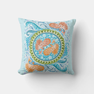 Tropical Koi Mandala Vibranly Ocean Zen Art Kissen