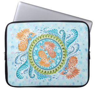Tropical Koi Mandala Vibranly Ocean Zen Art Laptopschutzhülle