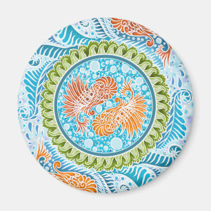 Tropical Koi Mandala   Vibranly Ocean Zen Art Magnet