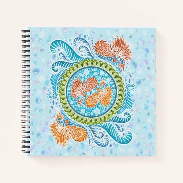 Tropical Koi Mandala | Vibranly Ocean Zen Art Notizbuch (Vorderseite)