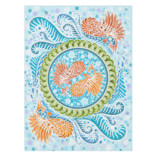 Tropical Koi Mandala   Vibranly Ocean Zen Art Tischdecke