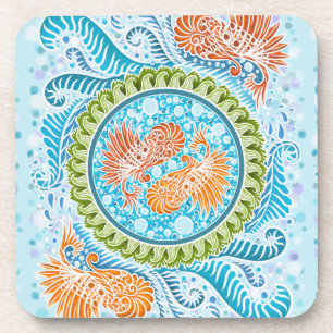 Tropical Koi Mandala   Vibranly Ocean Zen Art Untersetzer