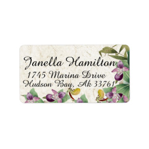 Tropical Lady Slipper Orchid Blume Address Labels Adressaufkleber