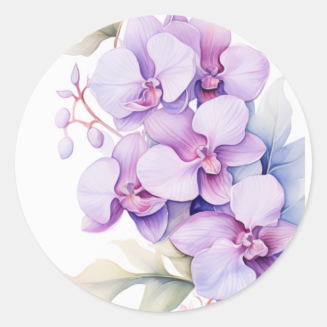 Tropical Lavender Orchids Hawaiian Runder Aufkleber (Vorderseite)