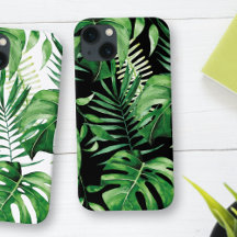 Tropical Leaf Green Black iPhone / coque ipad