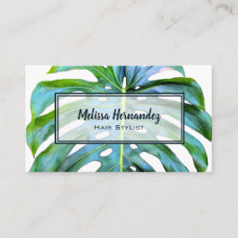 Tropical Leaf Grüne Hair Stylist Beach Monstera Visitenkarte