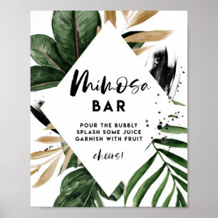 Tropical Leaves Goldfolie Mimosa Bar Schild
