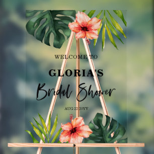 Tropical Leaves Hochzeit Willkommen Acrylschild