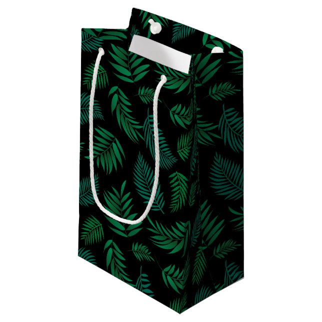 Tropical Leaves Pattern 2 Kleine Geschenktüte (Vorderseite Schrägansicht)