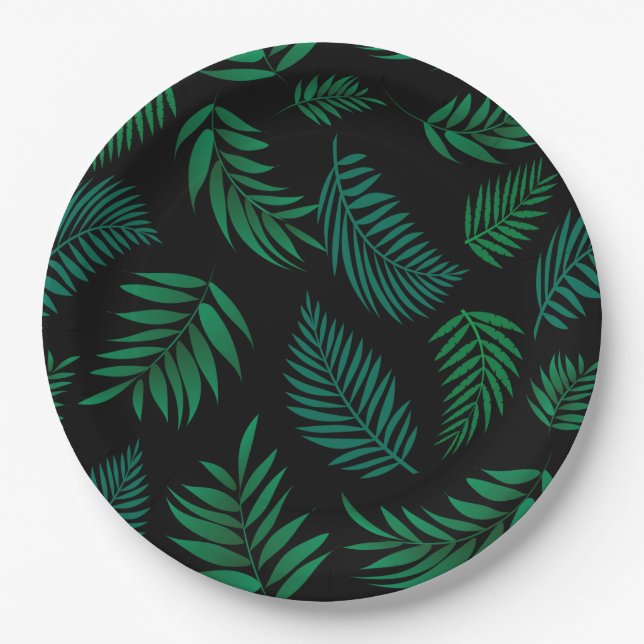 Tropical Leaves Pattern 2 Pappteller (Vorderseite)