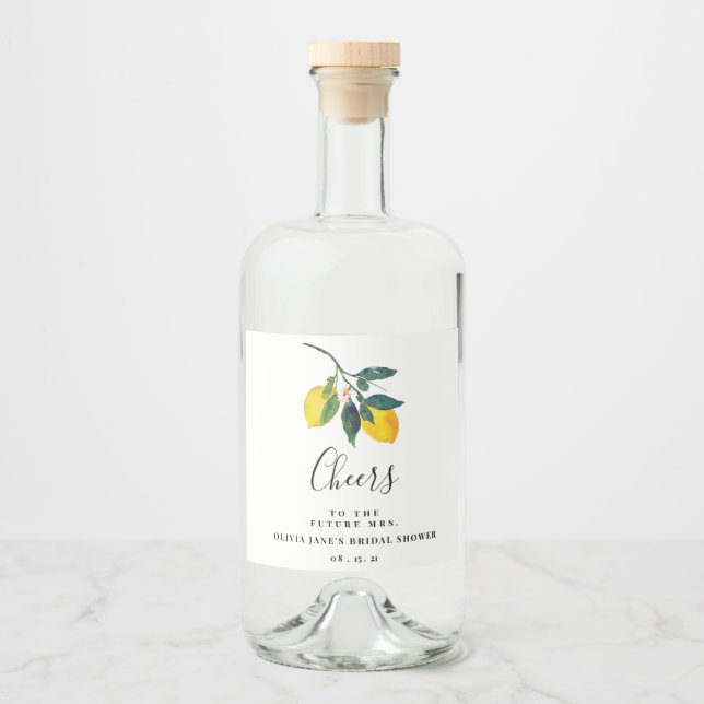 Tropical Lemon Brautparty Alkoholflaschenetikett (Vorderseite)