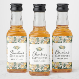 Tropical Lemon Citrus Baby Dusche Wasserfarbe Alkoholflaschenetikett