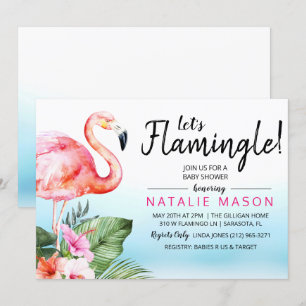 Tropical Let's Flamingle Baby Dusche Einladung