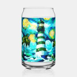 Tropical Lighthouse & Palm Trees Green Blue Aquama Dosenglas