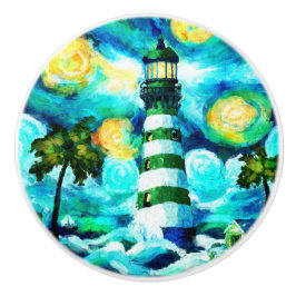 Tropical Lighthouse Palm Trees Küste Nautic Keramikknauf