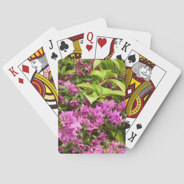 Tropical Lila Bougainvillea Floral Spielkarten (Rückseite)