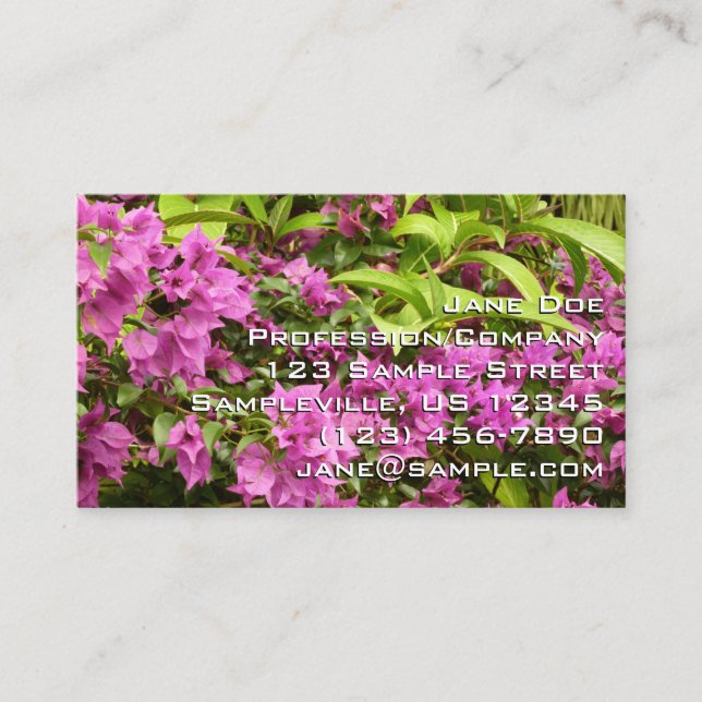 Tropical Lila Bougainvillea Floral Visitenkarte (Vorderseite)