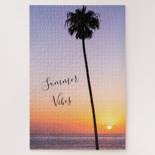 Tropical Lila California Palm Tree Beach Sunset (Vertikal)